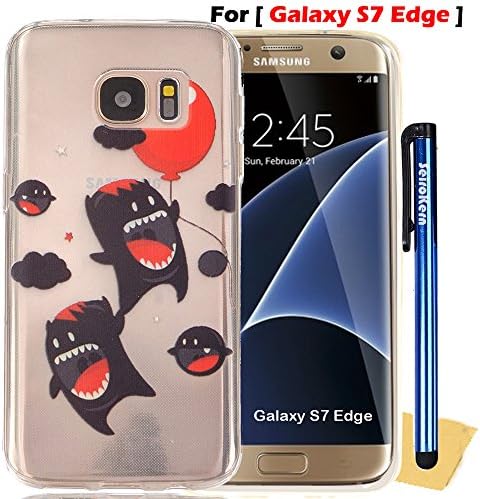 Galaxy S7 Edge Case, S7 Edge - Case, SeiroKern [Slim-Fit] [Clear Transparent] Thin Flexible Gel Soft TPU Skin Case Cover W/ Protector &amp; Stylus For Samsung Galaxy S7 Edge (Fly Happy Demon Devils)
