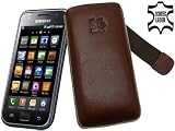 Original Suncase Leder Etui Tasche speziell fuer Samsung GT i9000 / i-9000 / Galaxy S / Lasche mit Rueckzugfunktion / Braun