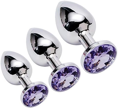 XSQ 3 Pcs Jeweled Beginners Anal Butt Plug - funny Love Games Personal Massagers for Women Men Couples Lovers (light purple)