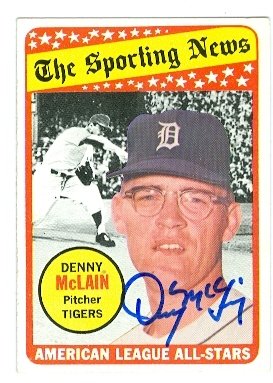 Denny McLain Autographed/Hand Signed baseball card (Detroit Tigers) 1969 Topps #433