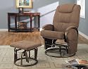 Furniture online: Taupe Brown Fabric Swivel Glider Rocker Recliner Chaise Chair & Ottoman