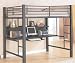 Contemporary Charcoal Gray Metal Loft Bed & Computer Workstation Image #1