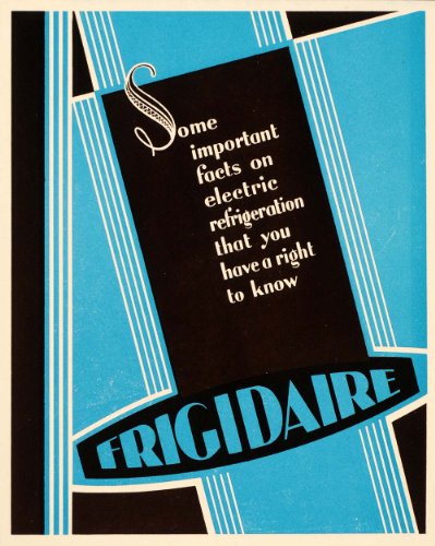 1933 Frigidaire Vintage Art Deco Font Style Mini Poster - Original Mini Poster
