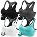 FITTIN Racerback Sports Bras Pack Of 4 - Padded Seamless High Impact Support For Yoga Gym Workout Fitness With Removable Pads, L(Fit for 34D 36C 36D 38A 38B 40A), 4-pack