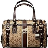 AUTHENTIC COACH HERITAGE SIGNATURE XL ZIP SATCHEL 12530 (Khaki/Mahogany)