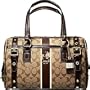 Coach Heritage Stripe XL Zip Satchel Purse 12530 brown