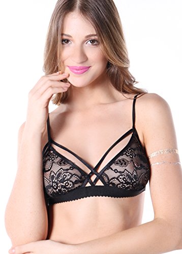 Wink Gal Women's Sexy Strappy Floral Print Lace Bralette