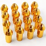 Buick Cadillac Chevrolet M12x 1.5mm 16 Pieces Gold Aluminum Open Ended Wheel Lug Nut Nuts
