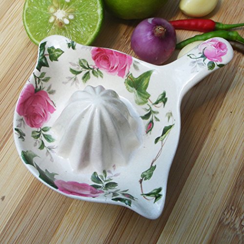 Pink Rose Floral Flower Ceramic Lemon Lime Citrus Squeezer Juicer Pink Rose Floral Flower Ceramic Lemon Lime Citrus Squeezer Juicer