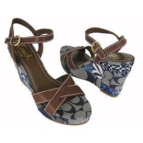 Coach Alina Patchwork Ankle Strap Wedge Heels