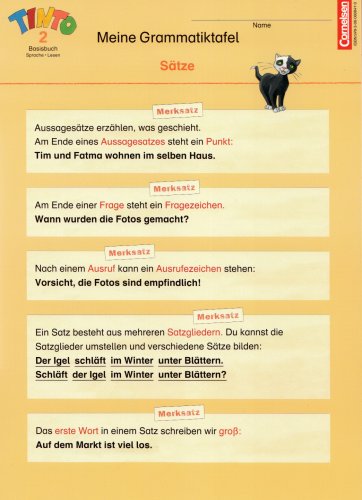 Cornelsen Verlag TINTO 2-4 - Zu allen Ausgaben: 2. Schuljahr - Grammatiktafel: 10 St&uuml;ck im Beutel