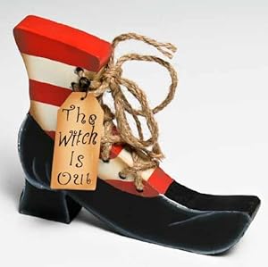 Painted Wood Halloween Boot With 