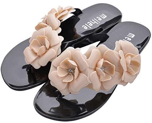 DADAWEN Women's Girl's Flower Summer Beach Flip Flops Sandals