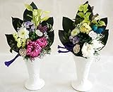 【ベルシック】 プリザーブドフラワー　プレシャス組花Bタイプ・1鉢セット/器付き/大輪菊2輪/100％プリザーブドフラワー　　枯れないお花　お供え・お悔み・仏花　専用ケース入り　　＜即日出荷＞＜送料無