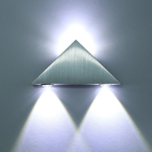 EoNice Modern 6W LED Wall Lamp Sconce Cool White Night Light Fixture Porch Spotlights, Luxury Pyramid-design, Brushed Aluminum Case, Lighting for Bedroom, Bathroom, Hallway, Pathway, Staircase, Garden, Yard