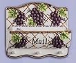 GRAPE Ceramic MAIL Holder & KEY Hooks *NEW!*