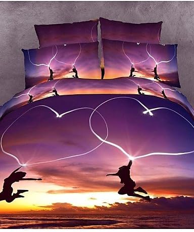 Four Piece 3D Dusk Print Duvet Set
