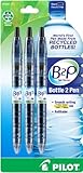 IMAGE OF Pilot B2P - Bottle to Pen - Retractable Gel Roller Pens Made from Recycled Bottles, 3 Pen Pack, Fine Point, Black (31607)