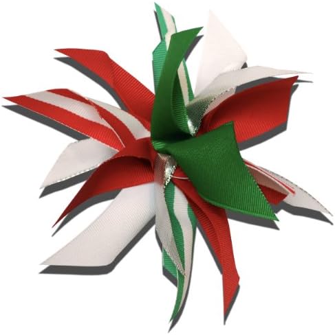 Squishy Pet Products Holly Jolly Christmas Surprise Collar Bow, 5-Inch, Red/Green/White/Silver