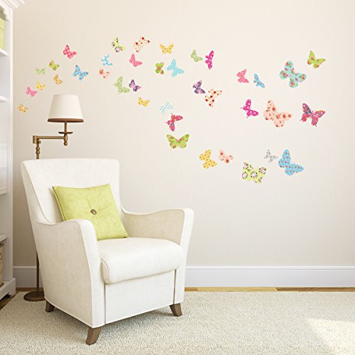 Decowall, dw-1408, colorful patterned butterflies peel …