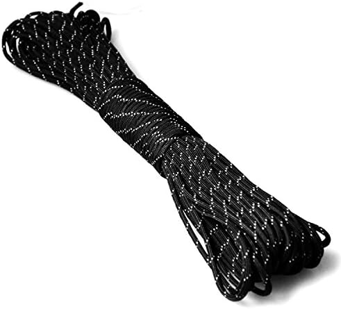HomeTalks 30m / 100ft Parachute Cord Paracord reflective with 7 strands, survival kit, Survival Lace （black)+1 HomeTalks Carabiner