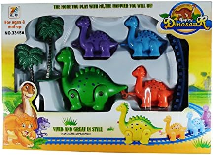 Happy Dinosaur Set Train Toy Fun Track Rail Way DIY Intelligence Interest Kids