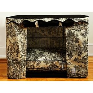 Black Toile Dog Crate Cover - Large
