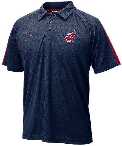 Cleveland Indians MLB Blue Short Sleeve Mesh Nike-FIT Scorecard Polo Shirt By Nike Team Sports (M=40)