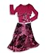 Monkey Wear - Girls 3 Piece Long Sleeve Skirt Set, Dark Rose