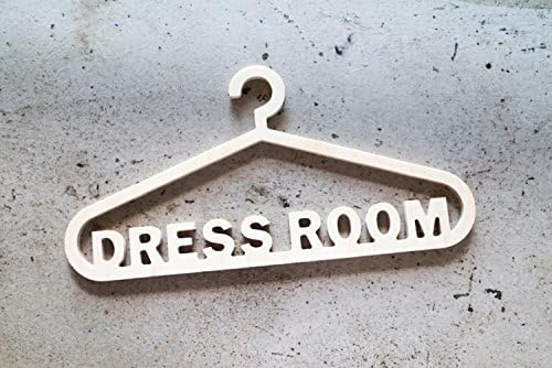 Door Sign Made Of Birch, "Dress Room" / Large Size 11.8" x 6.3" x 0.2T, 10 Design Type : Dress Room, Bed Room, Kitchen, Study Room, Laundry, Kids Room, Office, Toilet, Play Room (Dress Room)