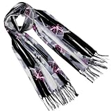 100% Acrylic Abstract Watercolor Flowers Painting Tassel Ends Long Scarf Shawl