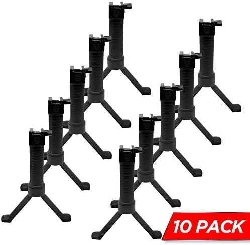Best Quality Action Bipod Handle by GERO Polymer Bipod Holding System with Side Pic-ti-nny for Mounting Laser, Flashlight, and More - With Steel Insert Push Out Legs - 10 Pack