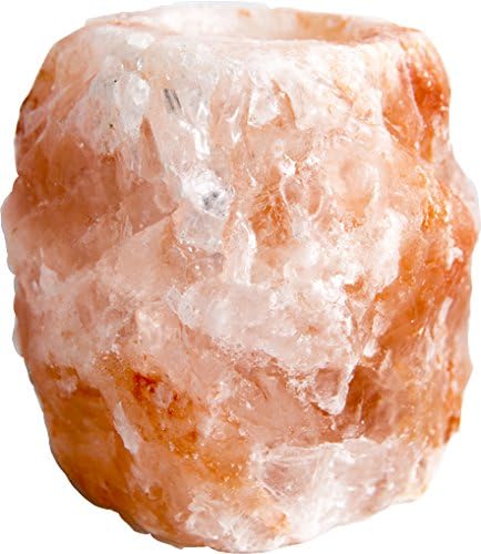 Himalayan Salt Tea Light Holder from April Lynne- Pink, Natural, Air Purifying, Includes One Complimentary 100% Beeswax Tea Light Candle to Enhance Ionization Benefits