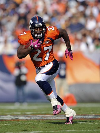 Cowboys Broncos Football: Denver, CO - Knowshon Moreno Photographic Poster Print by Chris Schneider, 9x12