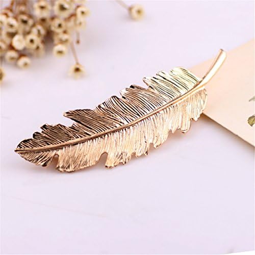 Bling2Bling Classical Leaf Hairpin Red Edge Clip Masson Elastic Hairpin Patina Ladies Girls Barette (Golden)