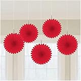 Amscan Mini Hanging Fan, 6", Apple Red