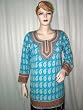Womens Kurti Gorgeous Floral Print Sky Blue Crepe Tunic Top S Size !!
