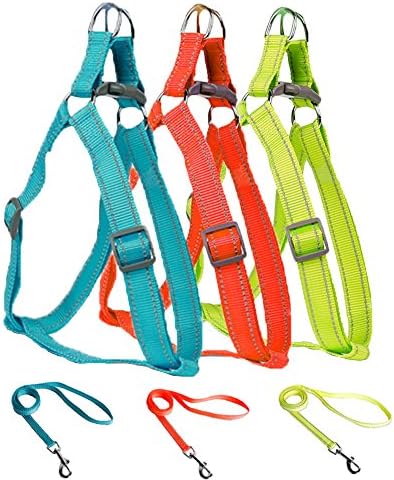LittleTail Reflective Adjustable Dog Harness Colourful Nylon Pet Outdoor Training Matching Leash for Small Medium Large X-Large Size