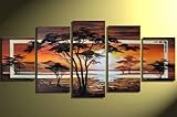 Landschaft M2 - 5 Bilder 150x70 KOMPLETT Handgemalt - fertig gerahmt auf Keilrahmen. Lounge Bild mit Bilderrahmen. Kein Poster oder Plakat sondern Handgemaltes Leinwandbild als Wandbild mit Rahmen. Das ideale Geschenk!