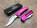 Master Collection Assisted Opening Rescue Tactical Pocket Folding Collection Knife Outdoor Survival Camping Hunting w/ Dragon Design - Pink
