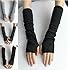 Cookids Unique Hop Women Stretchy Long Arm Sleeve Fingerless Gloves Novel Trendy Hip Fashion Gift for Christmas(black)