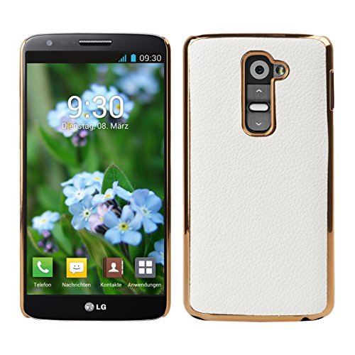 kwmobile Elegant and chic design chrome case for LG G2 in white gold with synthetic leather cover