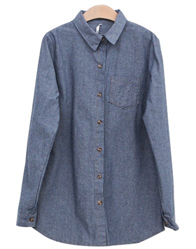 (イイネショップ) eeNeshop シンプル ポケット デニム シャツ