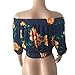 Sunward(TM) Women Sexy Strapless Off Shoulder Sleeve Embroidered Blouse (Large, Blue)