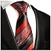 Red and Black Silk Tie and Pocket Square . Paul Malone Red Line