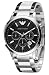 Emporio Armani Gents Round Case Black Dial Chronograph Stainless Steel Bracelet Watch