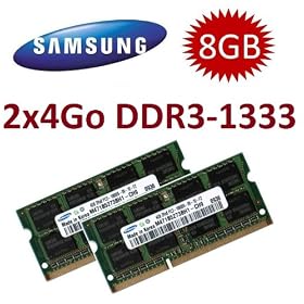 8Go m�moire - Kit double canal SAMSUNG original 2 x 4 Go 204 broches DDR3-1333 PC3-10600 SO-DIMM (2x M471B5273CH0-CH9) m�moire portable ordinateur DDR3 + Apple iMac (Mid 2010)