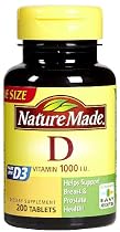 Nature Made Vitamin D-3 1000IU, 200 Tablets