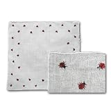Sheer White Ladybug Print Handkerchief, 100% Cotton