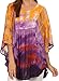 Sakkas Lepha Long Wide Multi Colored Tie Dye Sequin Embroidered Poncho Top Blouse